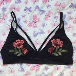 Embroidered rose bralette